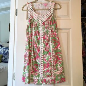 Lilly Pullitzer Pink and Green Floral Shift Dress